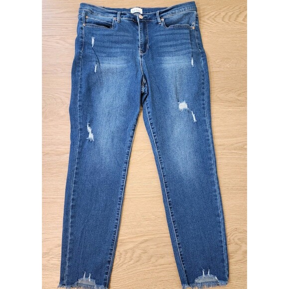 Nicole Miller Women Soho High Rise Skinny Jeans 12 Blue Stretch 34x27 Distressed - Picture 1 of 13